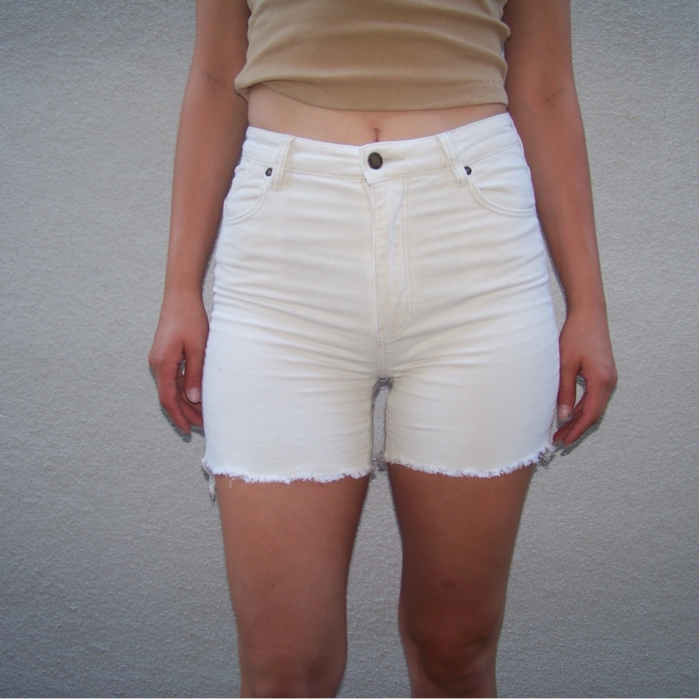 Women's Cream Corduroy Shorts